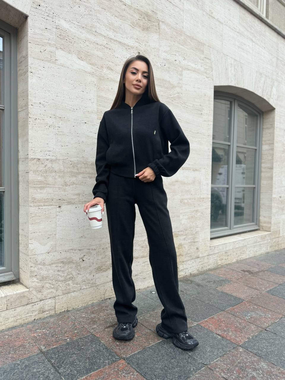 kopiyazhinochiy-kostyum-z-koftoyu-bomber-sirogo-koloru-01084-01085-nb-1043-grey-1-1 (Копія)Жіночий костюм з кофтою-бомбер сірого кольору 01084 01085