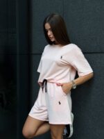 (Копія)Жіночий літній костюм-двійка з шортами малинового кольору 01129 01130