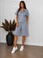 (Копія)Жіночий літній костюм у стилі sport-casual м’ятного кольору 01177 01178