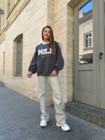 Жіночий світшот з капюшоном графітового кольору 01060