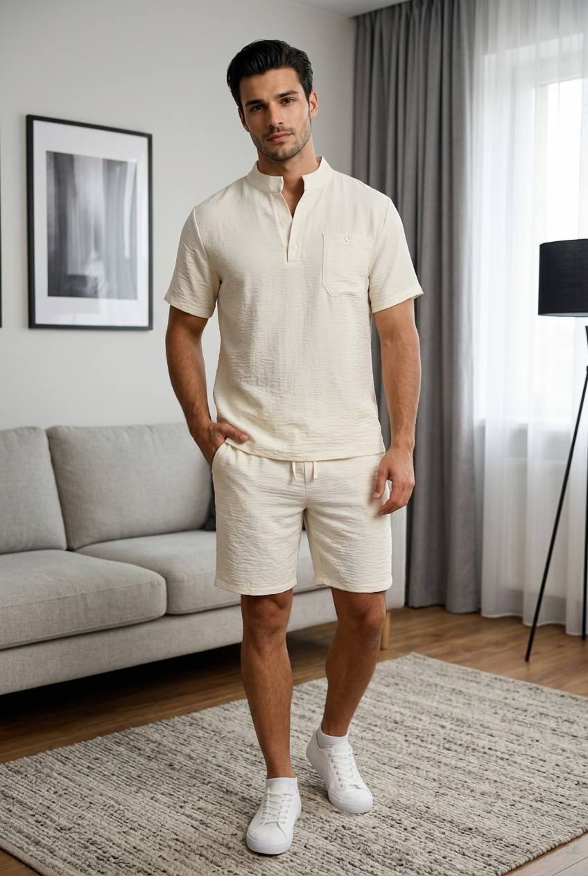 cholovichiy-kostyum-z-rukavami-ta-tkanini-lon-zhatka-bezhevogo-koloru-01200-mn-7003-beige-1 Чоловічий костюм з рукавами та тканини льон жатка бежевого кольору 01200