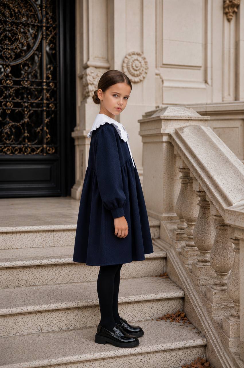 dytyacha-suknya-zi-z-yemnym-komirtsem-temno-synogo-koloru-90036-svn-774-1379-navy-1 Дитяча сукня зі з‘ємним комірцем темно-синього кольору