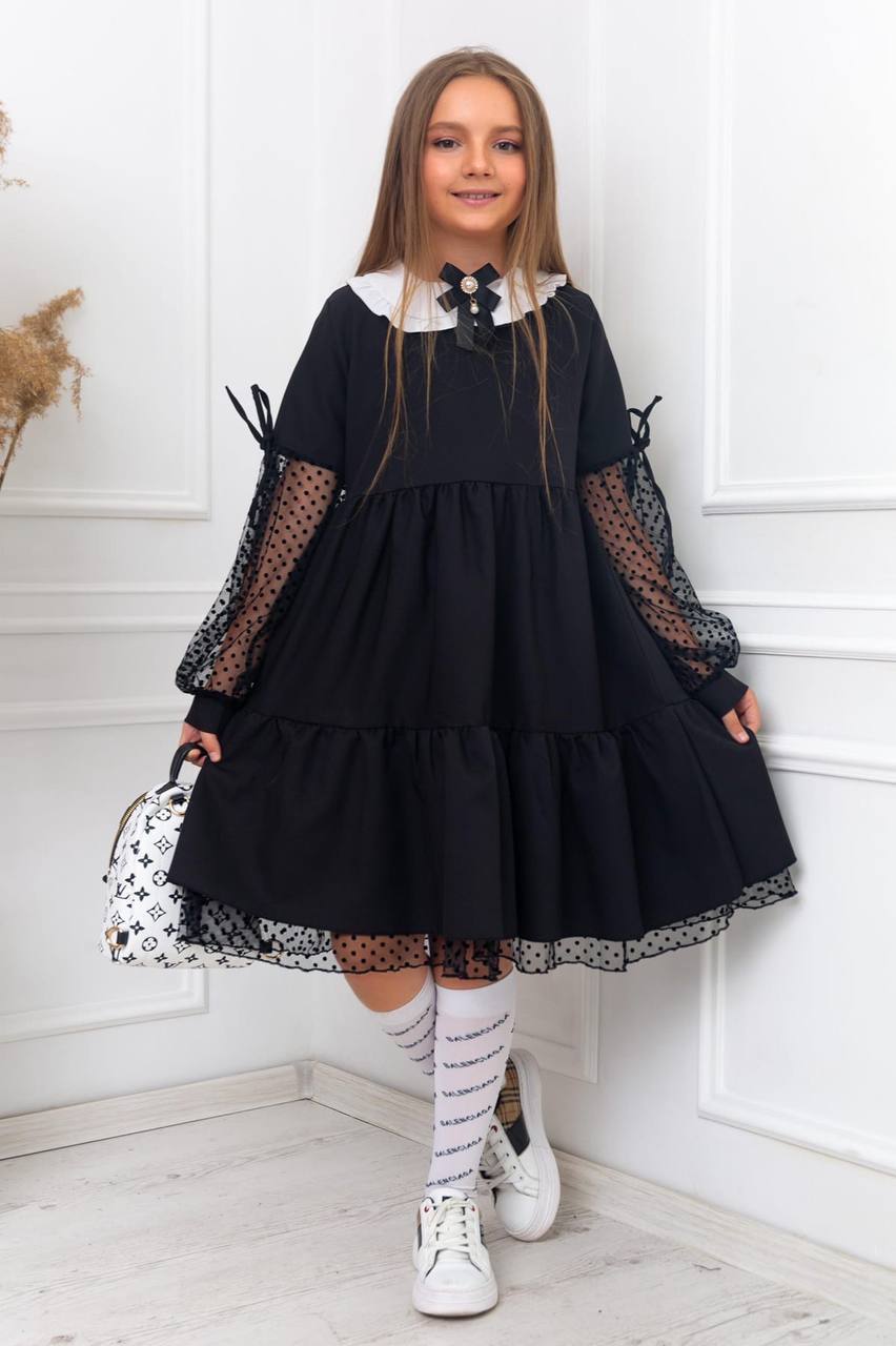 dytyache-plattya-z-gipyuru-chornogo-koloru-90033-svn-1523-710-black-1 Дитяче плаття з гіпюру чорного кольору