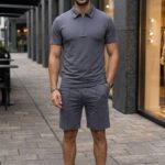 (Копія)Чоловічий літній костюм у стилі sport-casual бежевого кольору 01191 01192
