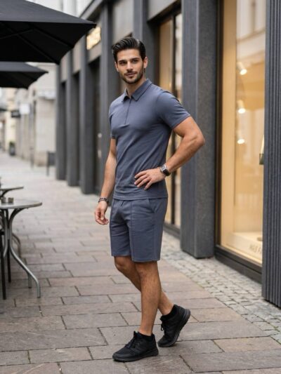 (Копія)Чоловічий літній костюм у стилі sport-casual бежевого кольору 01191 01192