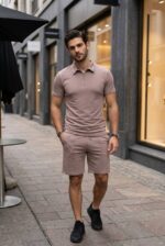 (Копія)Чоловічий літній костюм у стилі sport-casual графітового кольору 01192 01193