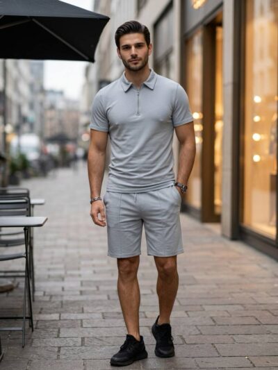 (Копія)Чоловічий літній костюм у стилі sport-casual кольору мокко 01193 01194