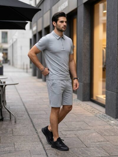 (Копія)Чоловічий літній костюм у стилі sport-casual кольору мокко 01193 01194
