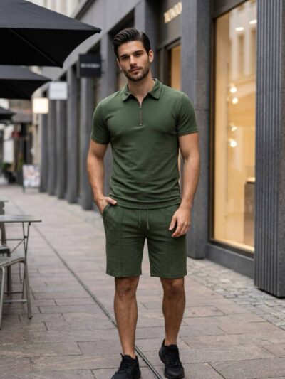 (Копія)Чоловічий літній костюм у стилі sport-casual сірого кольору 01194 01195