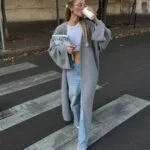 (Копія)Жіночий кардиган оверсайз із тканини альпака світло сірого кольору 01211 01212