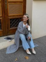 (Копія)Жіночий кардиган оверсайз із тканини альпака світло сірого кольору 01211 01212