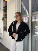 (Копія)Жіночий вкорочений тренч синього кольору 01231 01232