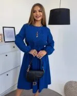 Жіноча сукня з мікровельвету електрик кольору