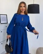 Жіноча сукня з мікровельвету електрик кольору