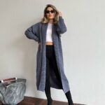 Жіночий в’язаний кардиган міді максі графітового кольору 01185