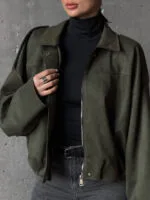 Жіночий бомбер oversize хакі кольору