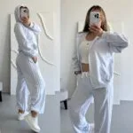 Жіночий спортивний костюм з капюшоном меланжевого кольору
