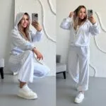 Жіночий спортивний костюм з капюшоном меланжевого кольору