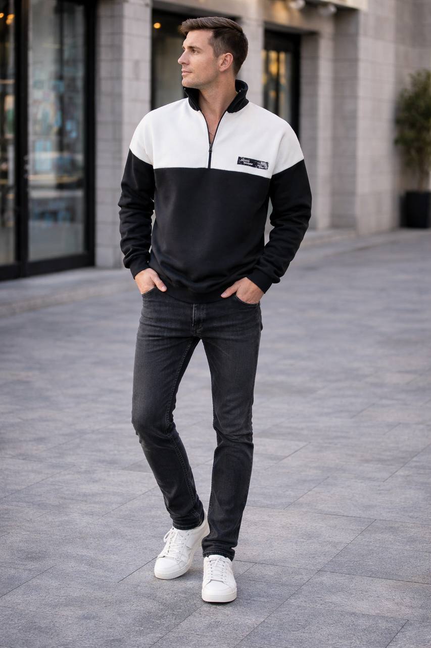 cholovicha-kofta-z-kontrastnoyu-vstavkoyu-bilo-chornogo-koloru-90358-saf-713-white-black-1 Чоловіча кофта з контрастною вставкою біло-чорного кольору