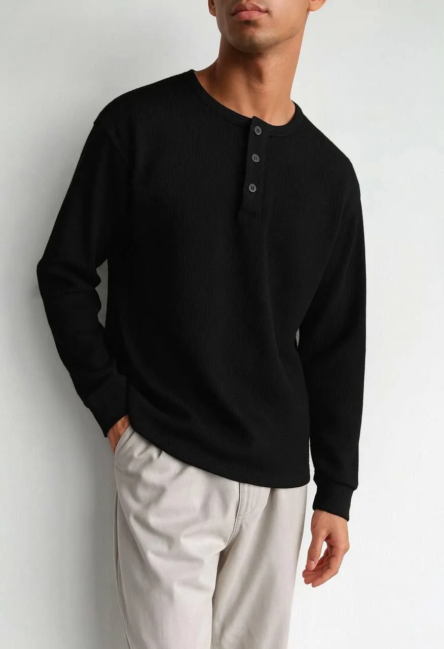 cholovicha-kofta-henley-na-gudzykakh-chornogo-koloru-90631-saf-757-black-1 Чоловіча кофта Henley на ґудзиках чорного кольору