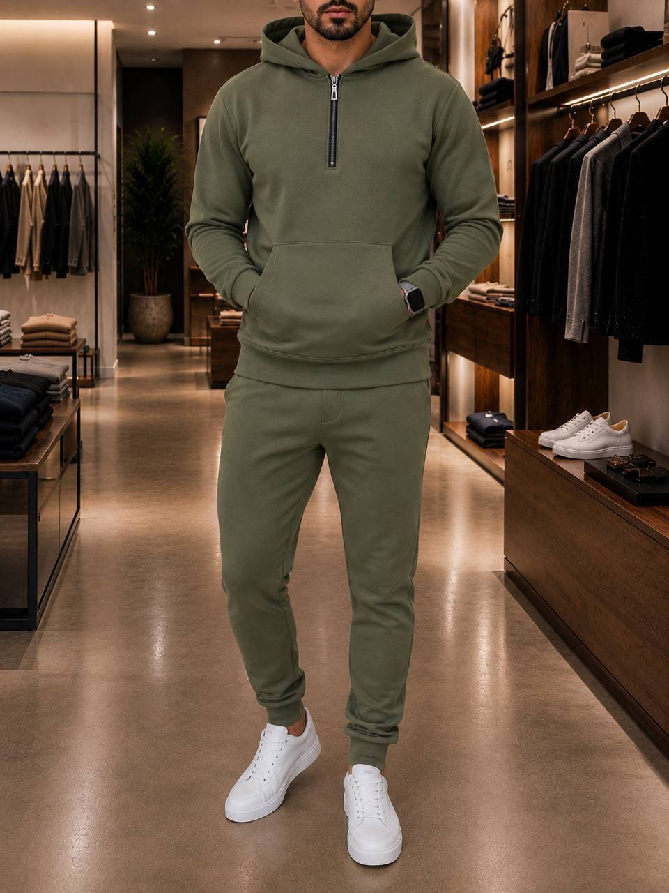 cholovichyj-sportyvnyj-kostyum-z-blyskavkoyu-koloru-khaki-90627-al-1049-khaki-1 Чоловічий спортивний костюм з блискавкою кольору хакі