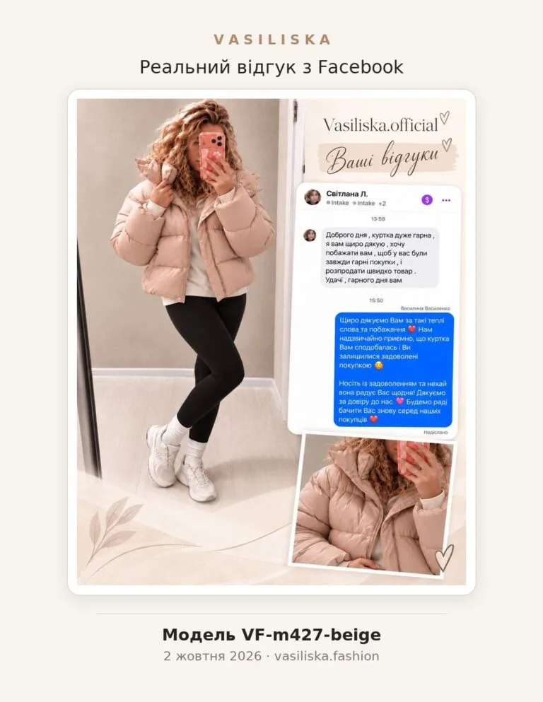 Відгук покупця Світлана Л. про замовлення Vasiliska Fashion