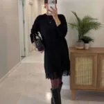Жіноча сукня з мереживом чорного кольору