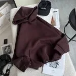 Жіноче худі з подвійним капюшоном шоколадного кольору