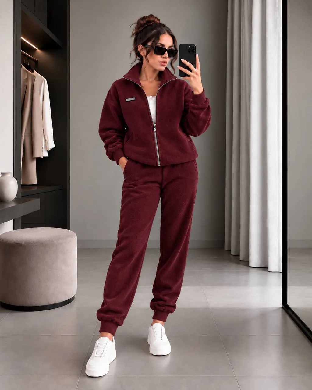 zhinochyj-flisovyj-kostyum-na-blyskavtsi-burgundi-koloru-90801-mn-3014-burgundy-1 Жіночий флісовий костюм на блискавці бургунді кольору