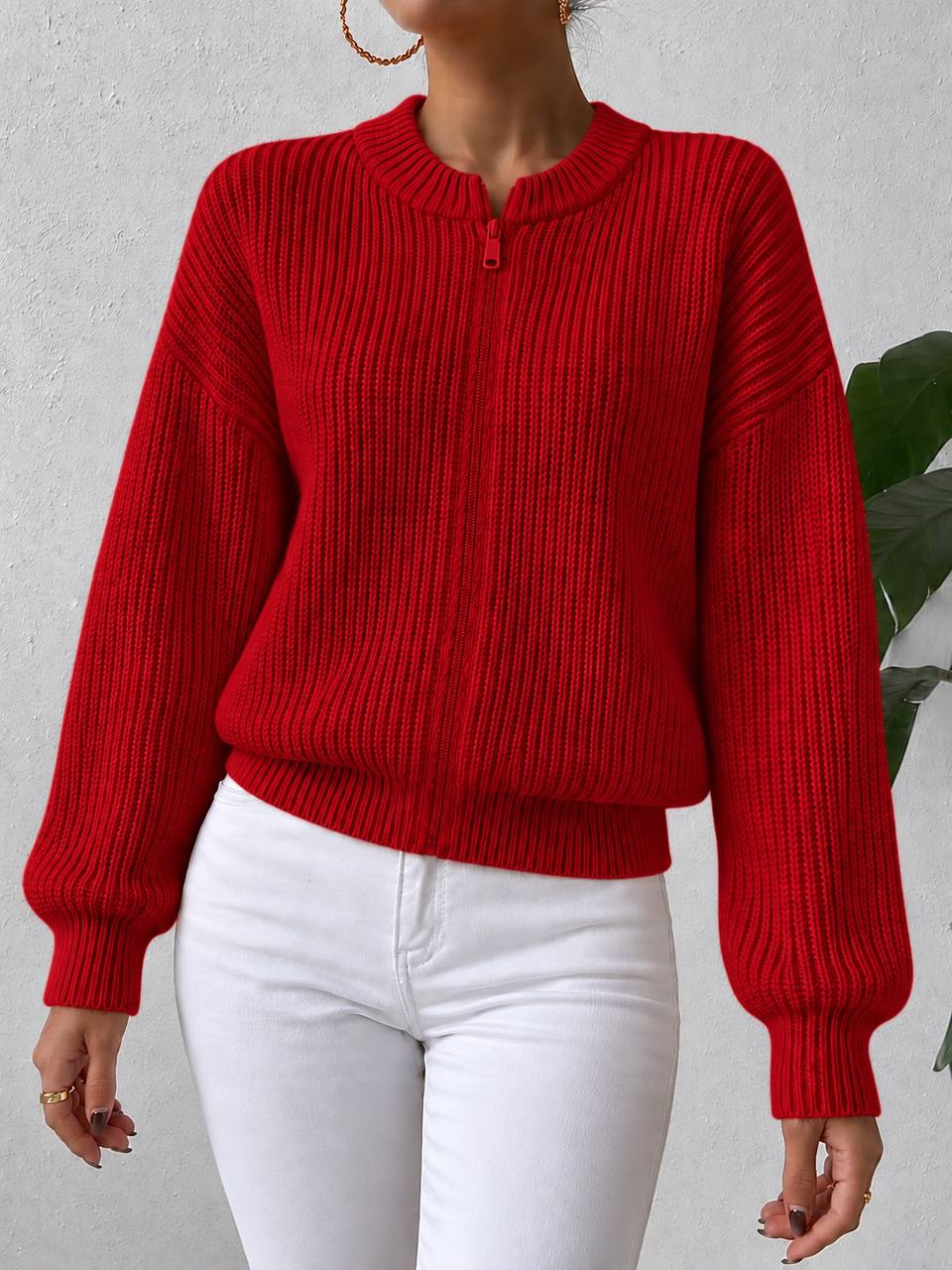 zhinochyj-vyazanyj-kardygan-na-blyskavtsi-chervonogo-koloru-90570-ao-443-red-1 Жіночий в'язаний кардиган на блискавці червоного кольору